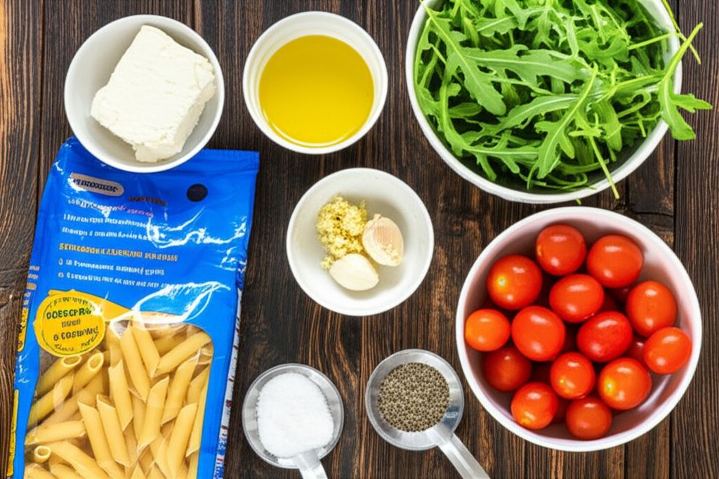 Goat Cheese and Arugula over Penne