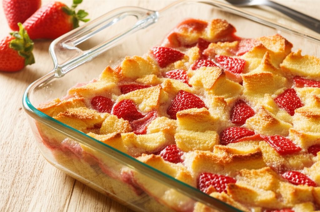 Strawberries and Cream Bread Pudding