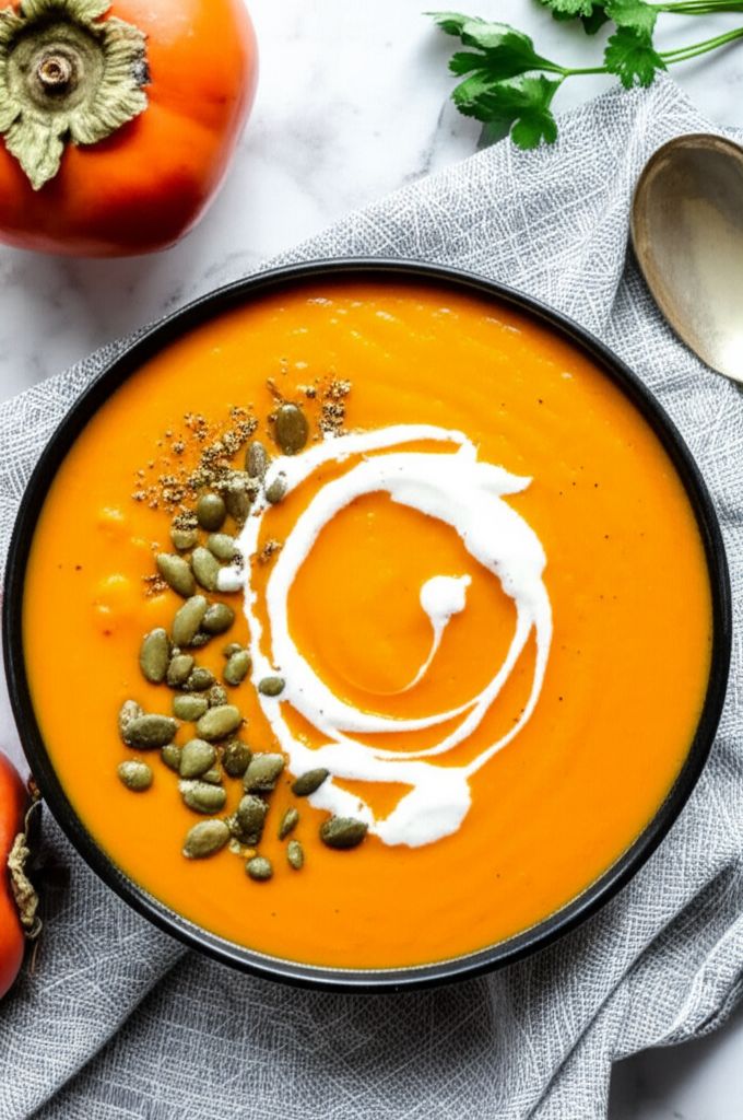 Butternut Squash Soup with Persimmon