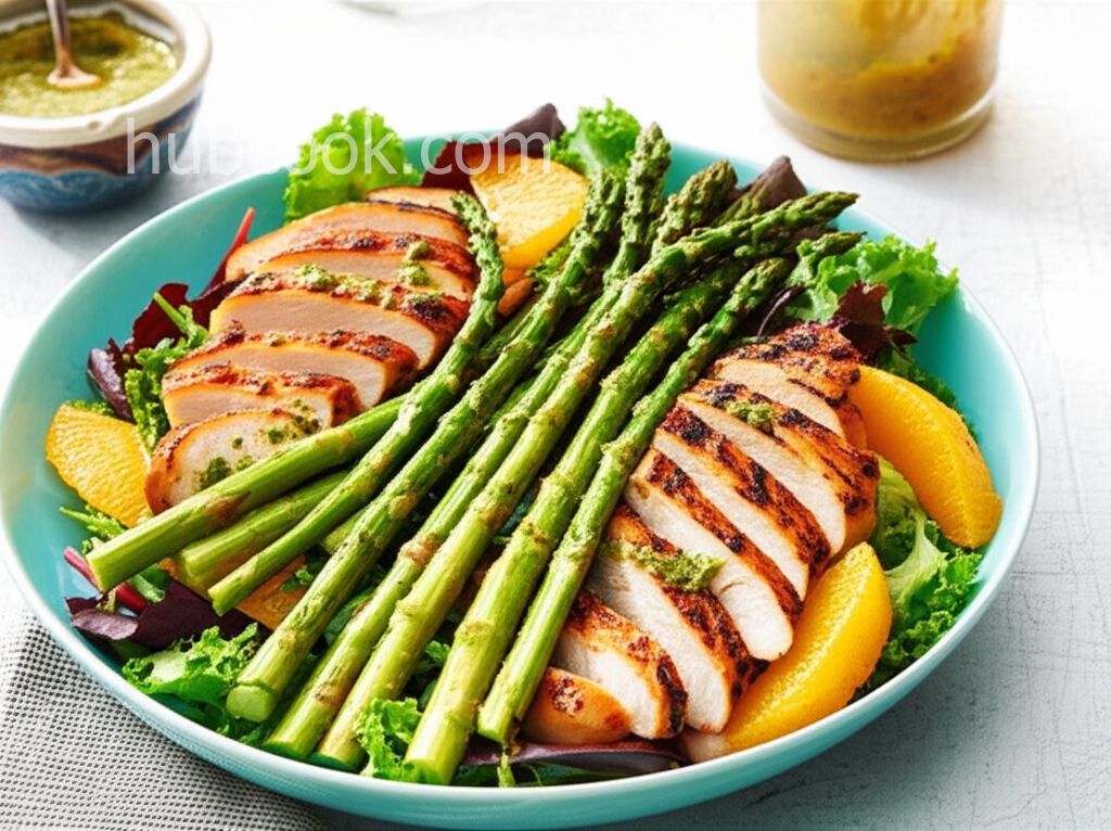 Grilled Mojo Chicken Salad With Asparagus and Oranges