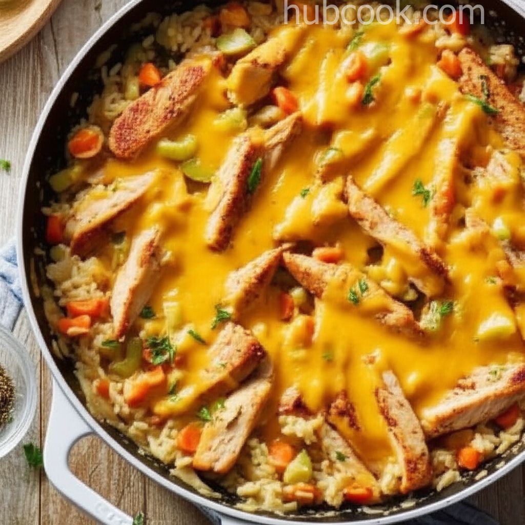 One Pan Cheesy Chicken and Vegetables