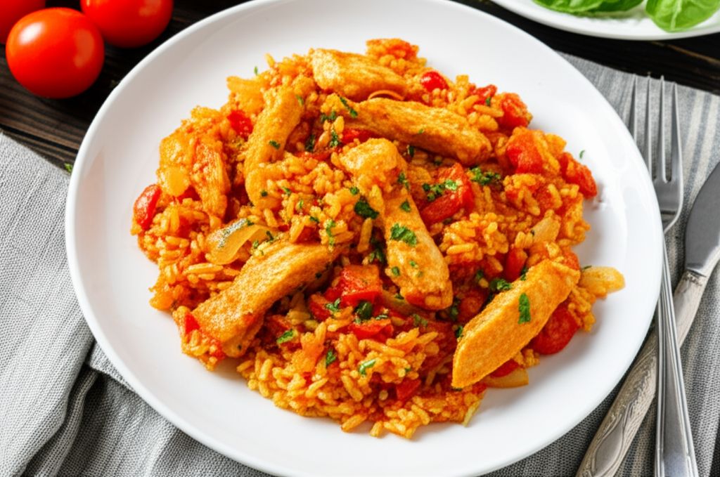 20-Minute Basil, Chicken & Tomato Rice