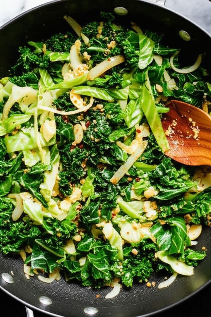 Easy Cabbage, Onion, and Kale Stir-Fry