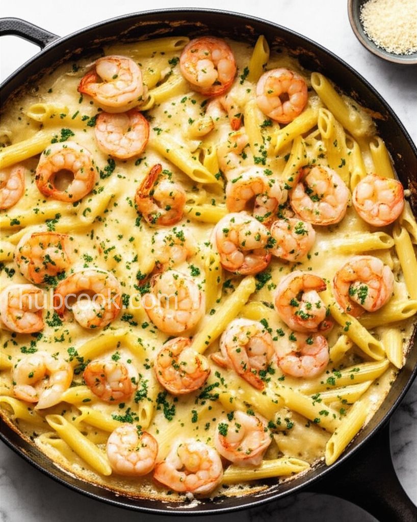 Garlic Shrimp Pasta Bake