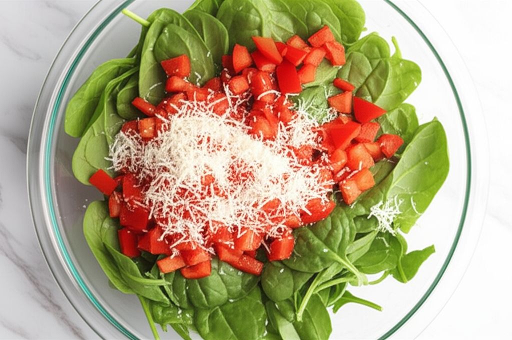 Super Easy Spinach and Red Pepper Salad