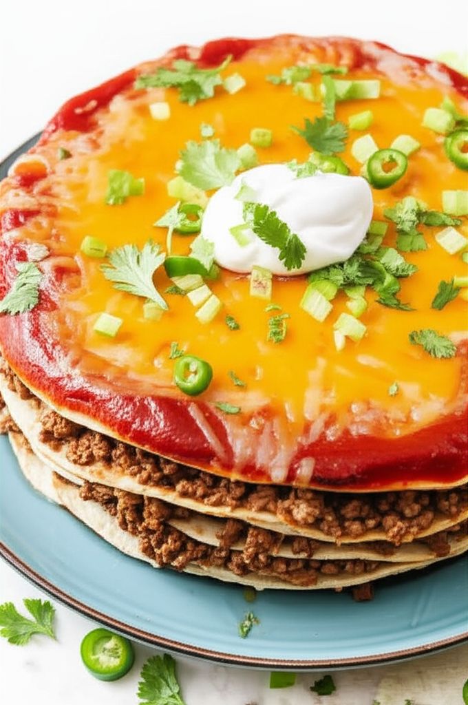 Spicy Beef and Bean Enchilada Pie